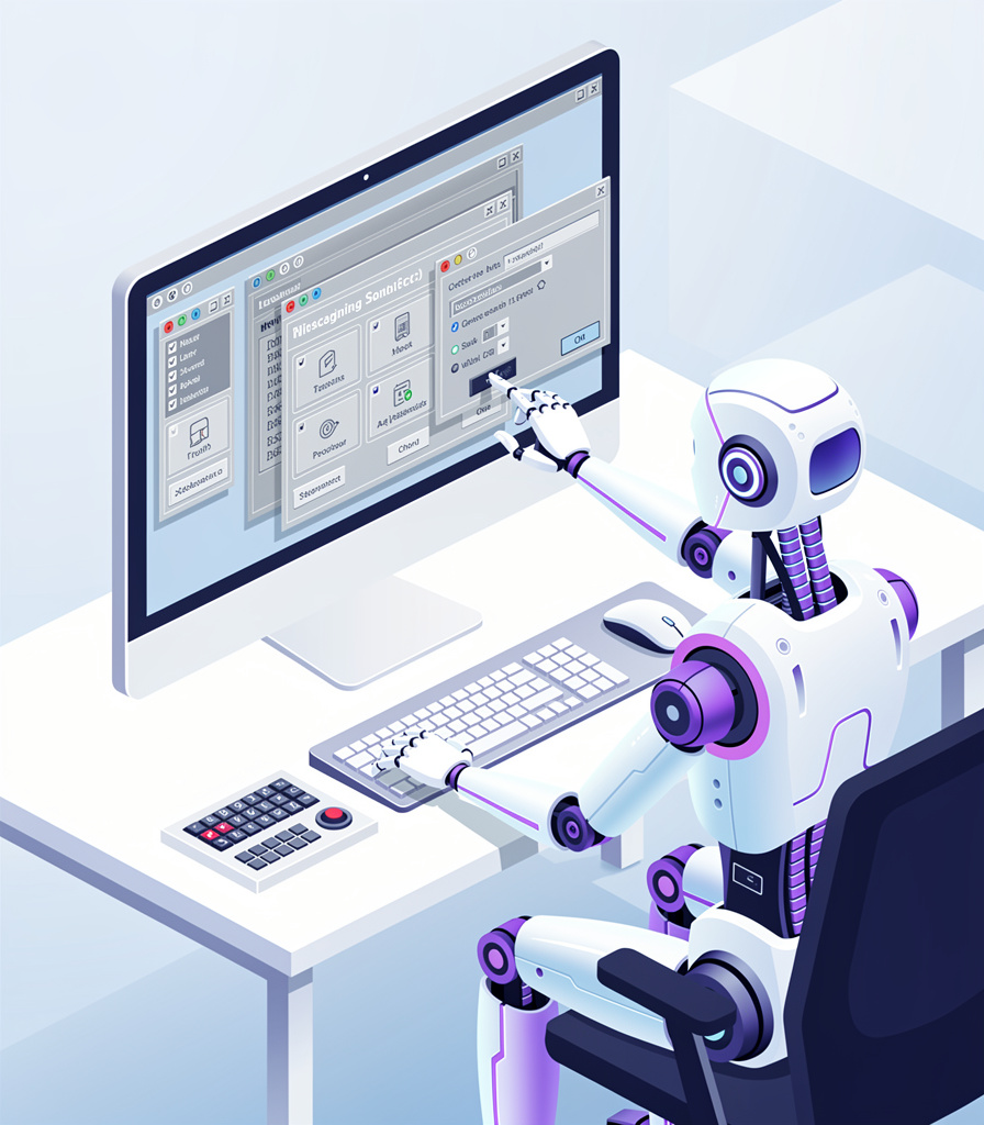 L'assistant <strong>utilise vos logiciels</strong> comme un employé